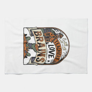 Teacher Halloween Shirt Teachers Love Brains_1 Tea Towel