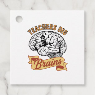 Teacher Halloween Shirt Vintage Engraved Brain Pun Favour Tags
