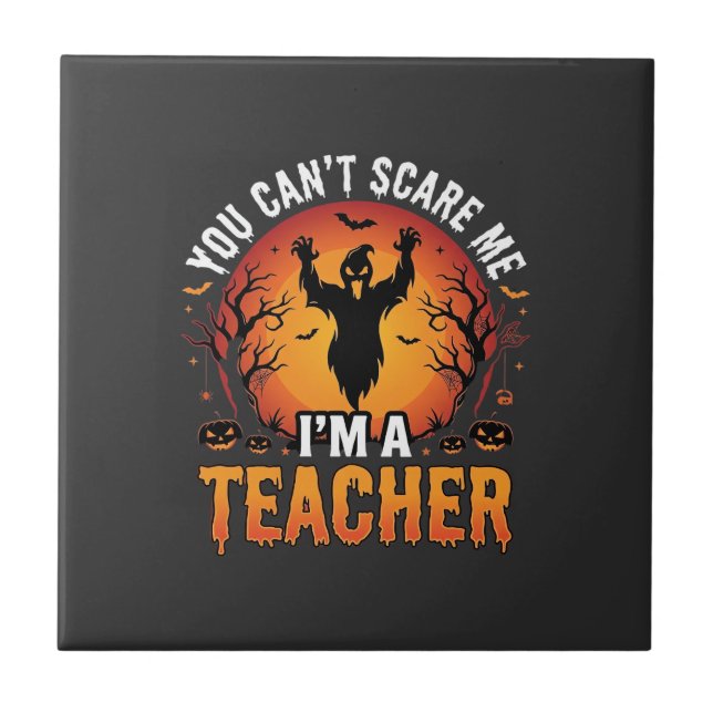 Teacher Halloween Spooky Ghost Teacher Design_1 Ceramic Tile (Front)