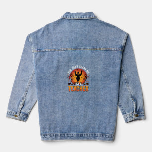 Teacher Halloween Spooky Ghost Teacher Design_1 Denim Jacket