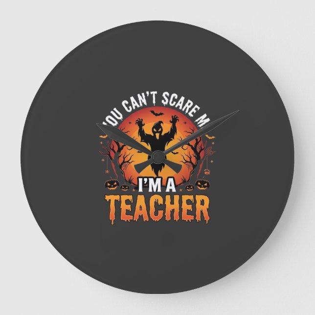 Teacher Halloween Spooky Ghost Teacher Design_1 Large Clock (Front)