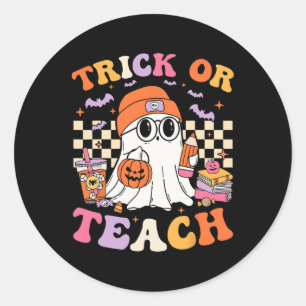 Teacher Halloween Trick Or Teach Cute Ghost Coffee Classic Round Sticker