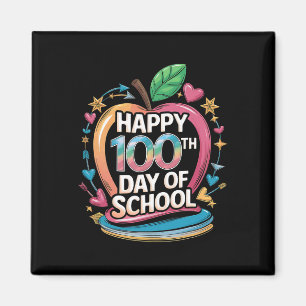 Teacher Happy 100th Day Of School Math Apple Frame Magnet
