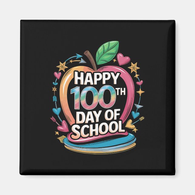 Teacher Happy 100th Day Of School Math Apple Frame Magnet (Front)