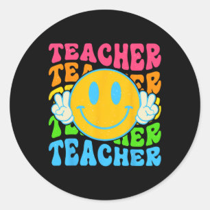 Teacher Happy Smile Face - Elementary School Teach Classic Round Sticker