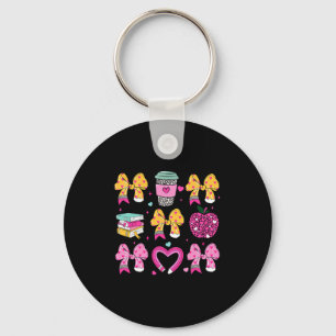 Teacher Happy Valentine Day Coquette Pencil Coffee Key Ring