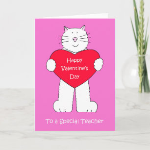 Teacher Happy Valentine's Day Cat Holiday Card