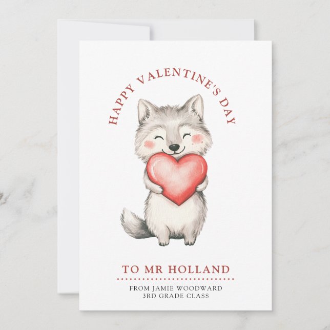 Teacher Happy Valentine's Day    Holiday Card (Front)