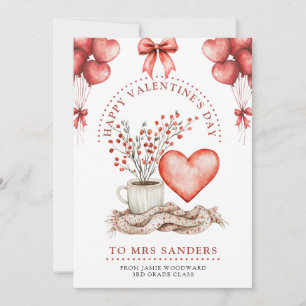 Teacher Happy Valentine's Day    Holiday Card