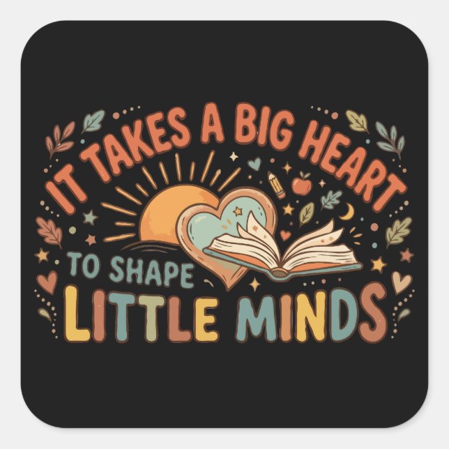 Teacher Heart Quote Square Sticker (Front)