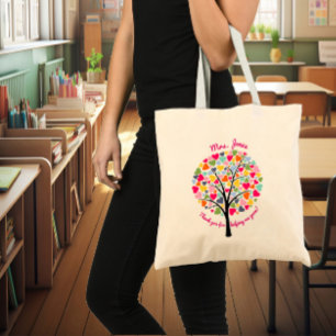 Teacher heart tree thank you gift tote bag xmas