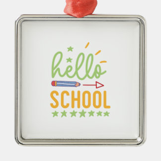 Teacher Hello School Metal Ornament
