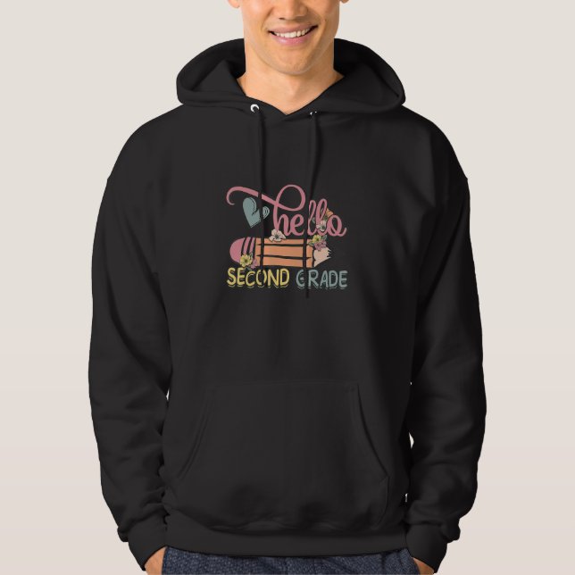 Teacher Hello Second Boys Girl 2nd Grade First Day Hoodie (Front)