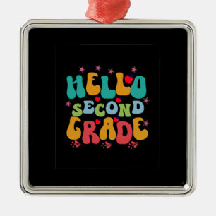 Teacher Hello Second Grade Metal Ornament