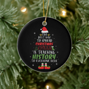 Teacher History Christmas word art  Ceramic Ornament