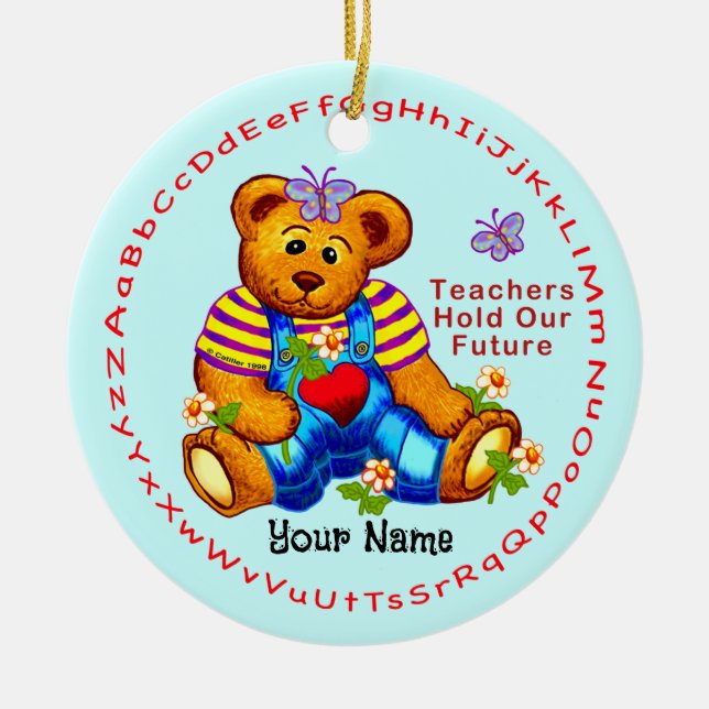 Teacher Hold Future Ceramic Ornament (Front)