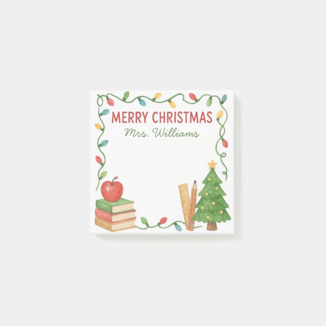 Teacher Holiday Christmas Sticky Post-it Notes (Front)