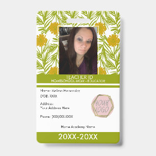 Teacher Homeschooling School Mum ID Florals Badge