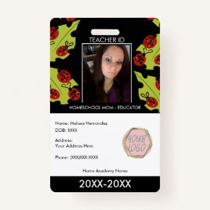 Teacher Homeschooling School Mum ID Lady Bugs ID Badge