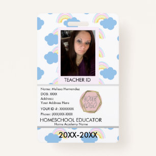 Teacher Homeschooling School Mum ID Rainbow  ID Badge