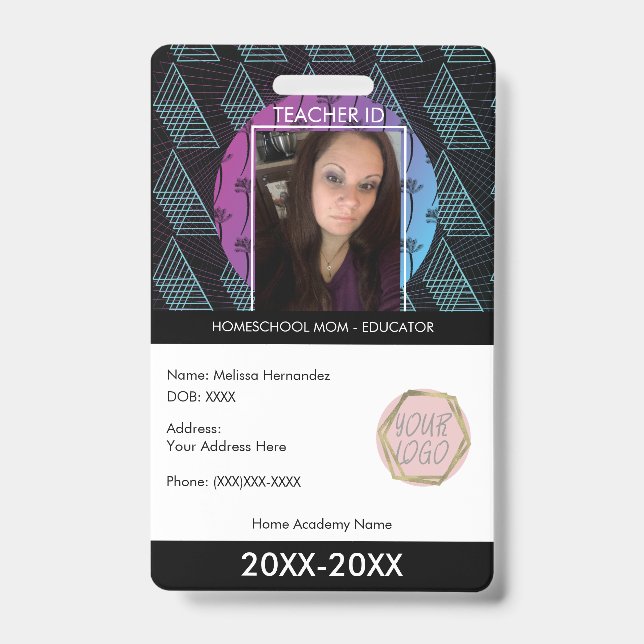 Teacher Homeschooling School Mum ID Tropical Shape Badge (Front)