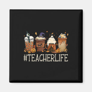 Teacher Horror Fall Coffee Spooky Halloween Pumpki Magnet