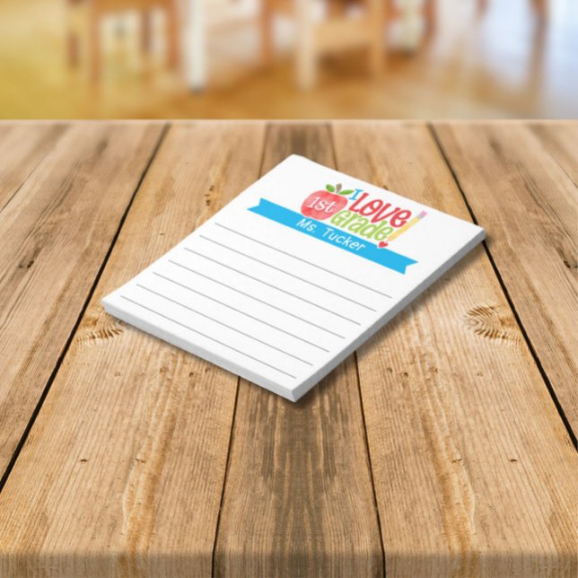 Teacher I love 1st Grade Cute Apple Pencil Notepad (Creator Uploaded)