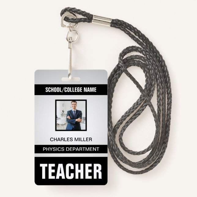 Teacher ID Card Badge ID Badge (Front with Lanyard)