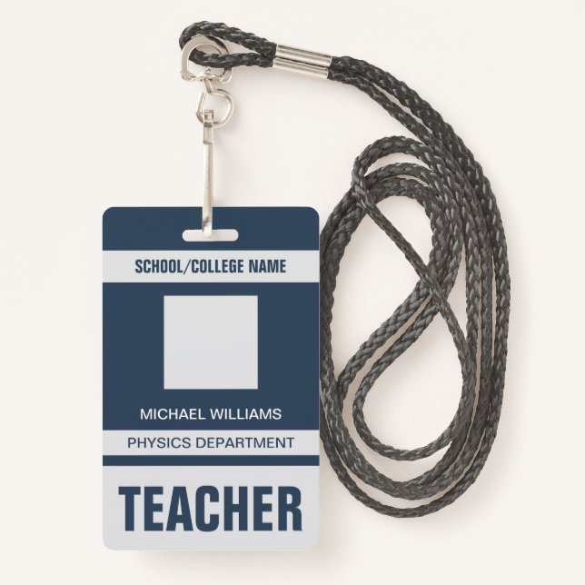 Teacher ID Card Badge ID Badge (Front with Lanyard)