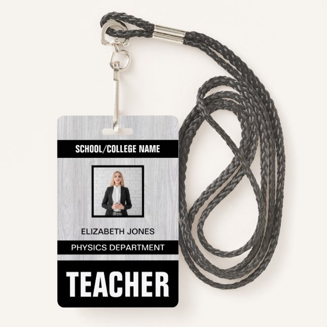 Teacher ID Card Badge ID Badge (Front with Lanyard)