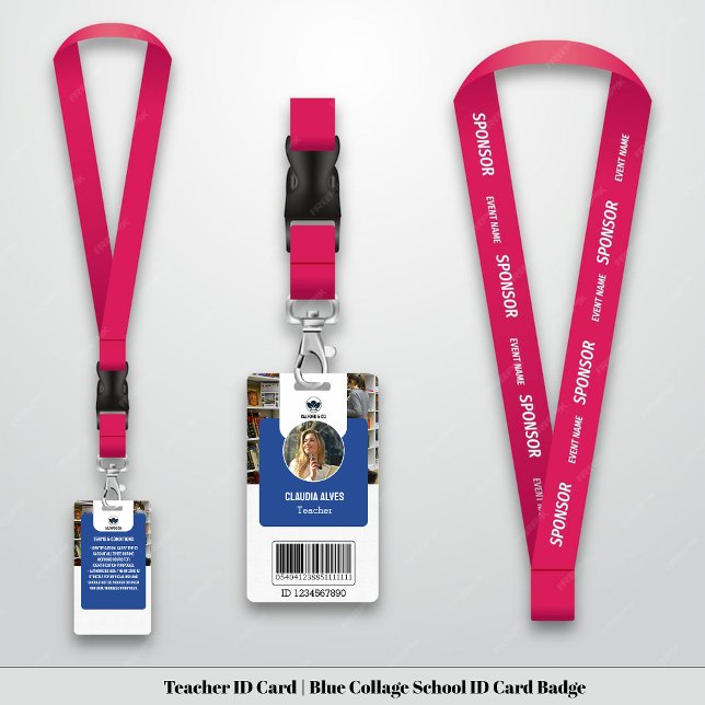 Teacher ID Card | Blue Collage School ID Card ID Badge (Teacher ID Card | Blue Collage School ID Card Badge)