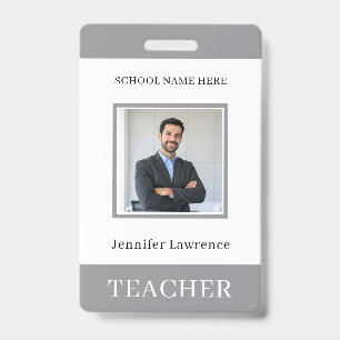 Teacher ID Card Name School Template Photo Badge