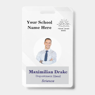 Teacher ID Card Name School Template Photo Badge