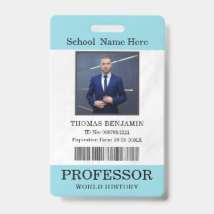 Teacher ID Card Name School Template Photo Badge
