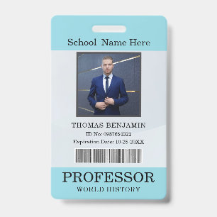 Teacher ID Card Name School Template Photo Badge