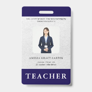 Teacher ID Card Name School Template Photo Badge