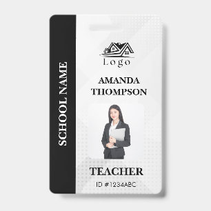 Teacher ID Card Name School Template Photo Badge