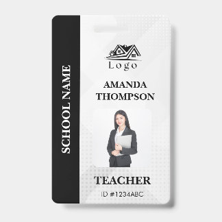 Teacher ID Card Name School Template Photo Badge