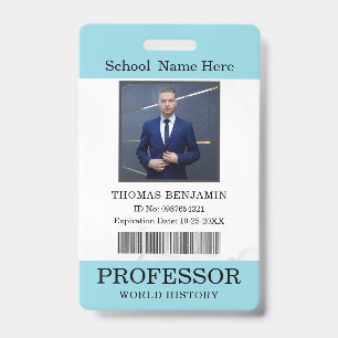 Teacher ID Card Name School Template Photo Badge
