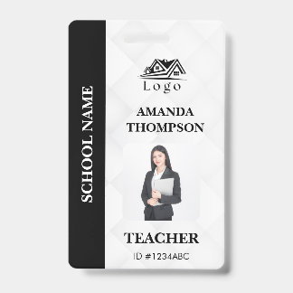 Teacher ID Card Name School Template Photo Badge