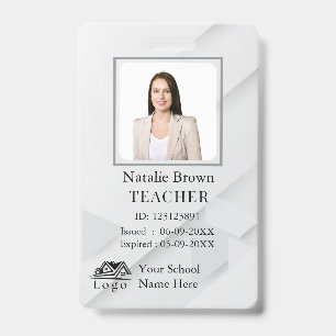 Teacher ID Card Name School Template Photo Badge