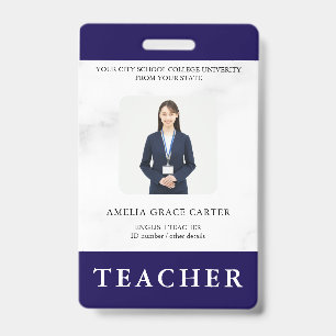 Teacher ID Card Name School Template Photo Badge