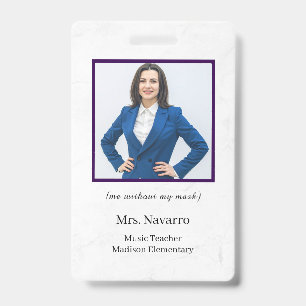 Teacher ID Card Name School Template Photo Badge