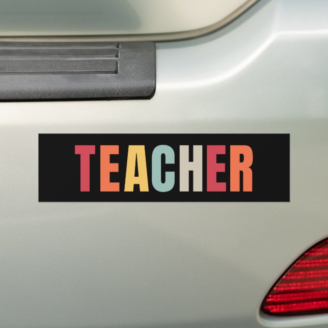 TEACHER in colourful lettering Bumper Sticker (On Car)