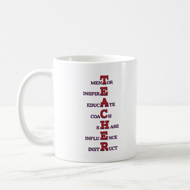 Teacher Inspirational Words Mentor Inspire Educate Coffee Mug (Left)