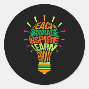 Teacher Insrational Definition Colorful Lightbulb Classic Round Sticker
