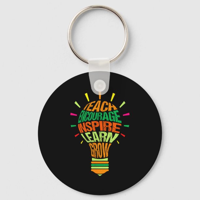 Teacher Insrational Definition Colorful Lightbulb  Key Ring (Front)