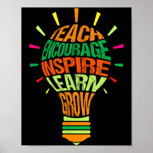 Teacher Insrational Definition Colorful Lightbulb Poster