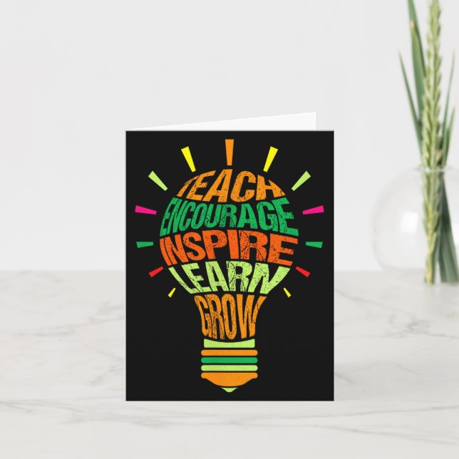 Teacher Insrational Definition Colourful Lightbulb Card (Front)