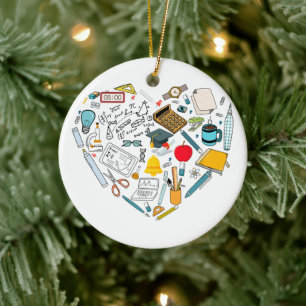 Teacher Instructor Professor Tool Heart Ceramic Ornament